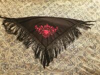 Silk triangle scarf with embroidery