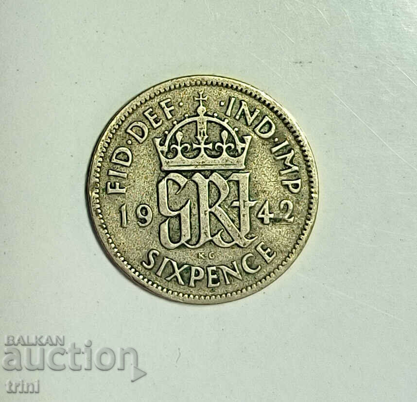 Великобритания 6 пенса 1942 година  е59