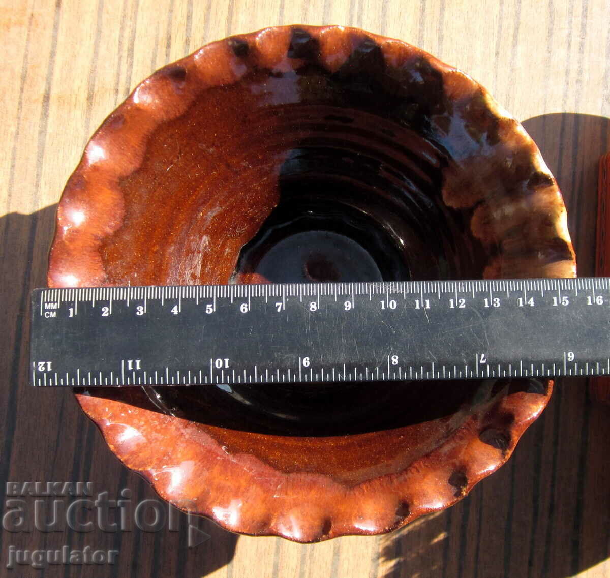 old Bulgarian Revival ceramic fruit bowl with glaze - 5 old Bulgarian Revival ceramic fruit bowl with glaze - 5