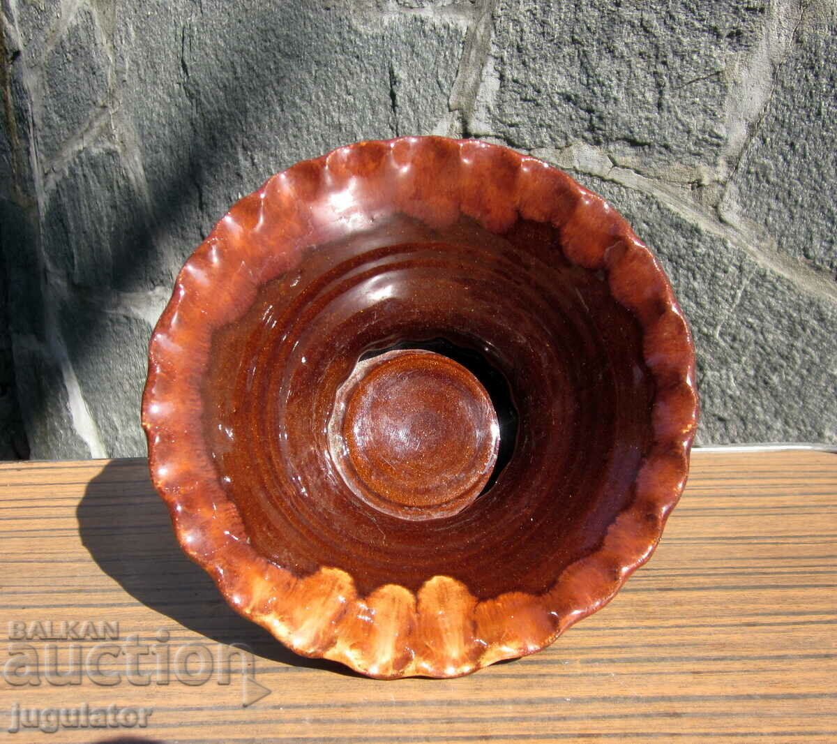 old Bulgarian Revival ceramic fruit bowl with glaze old Bulgarian Revival ceramic fruit bowl with glaze