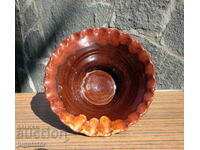 old Bulgarian Revival ceramic fruit bowl with glaze