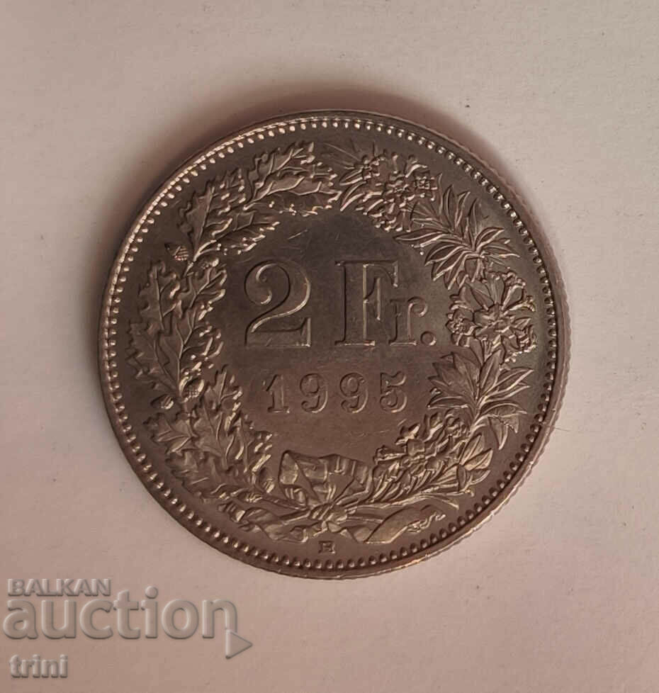 Switzerland 2 francs 1995 year e69 with price 7.00 BGN | € 3.58