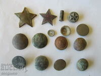 Military buttons, stars, etc.