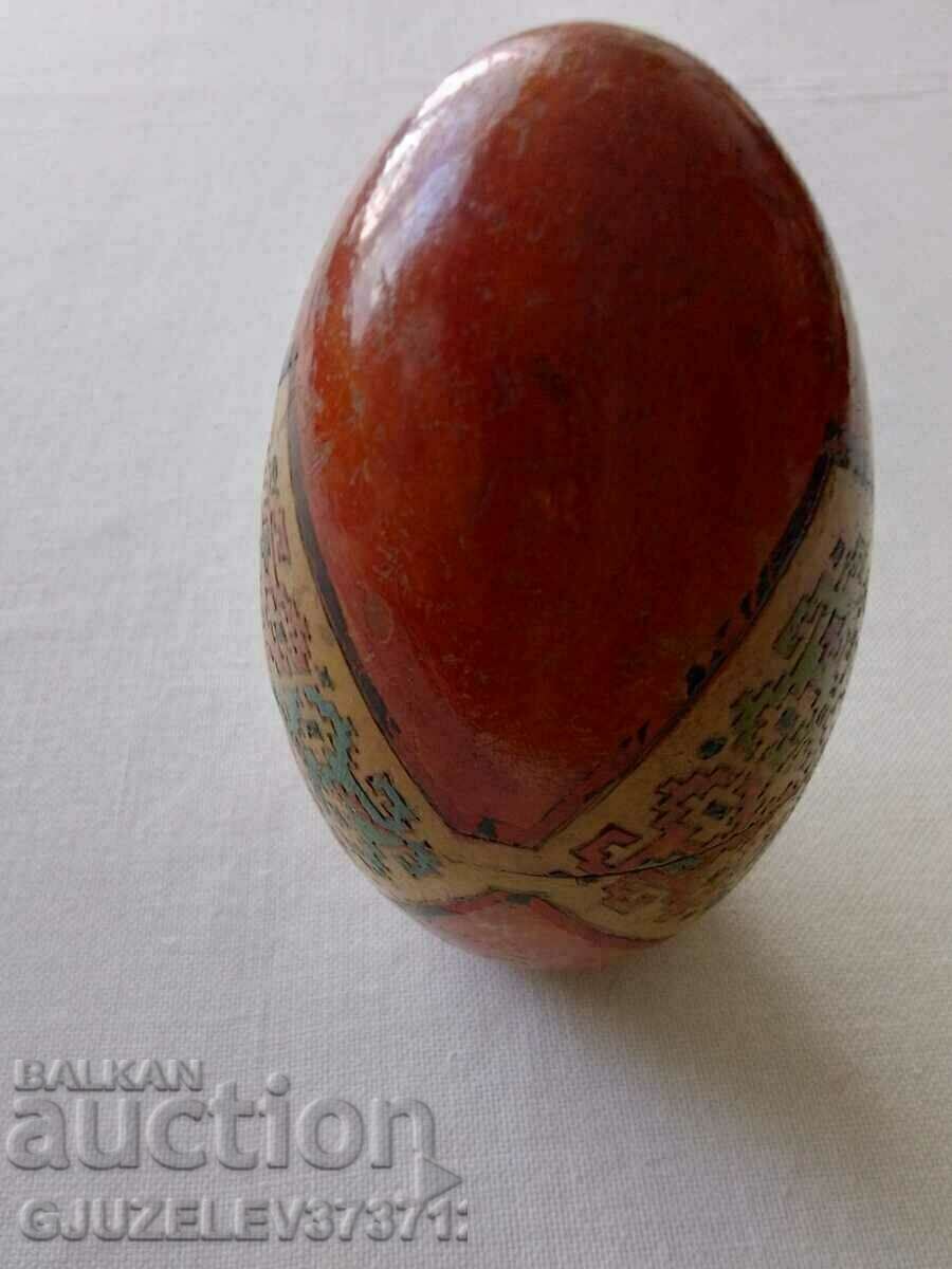 19th century wooden Russian egg hand painted with price 156.00 BGN | € 79.76