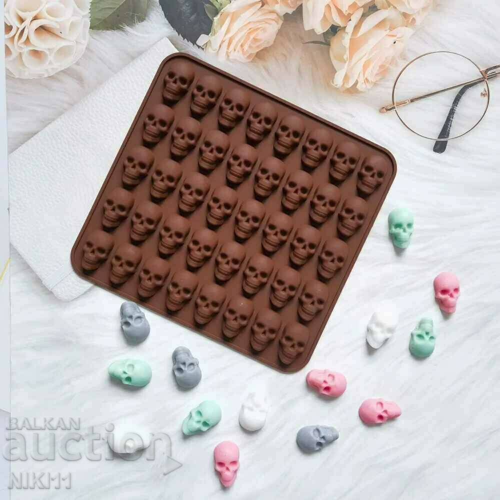 Silicone mold 40 skulls, skulls for fondant chocolate candies with price 13.00 BGN | € 6.65