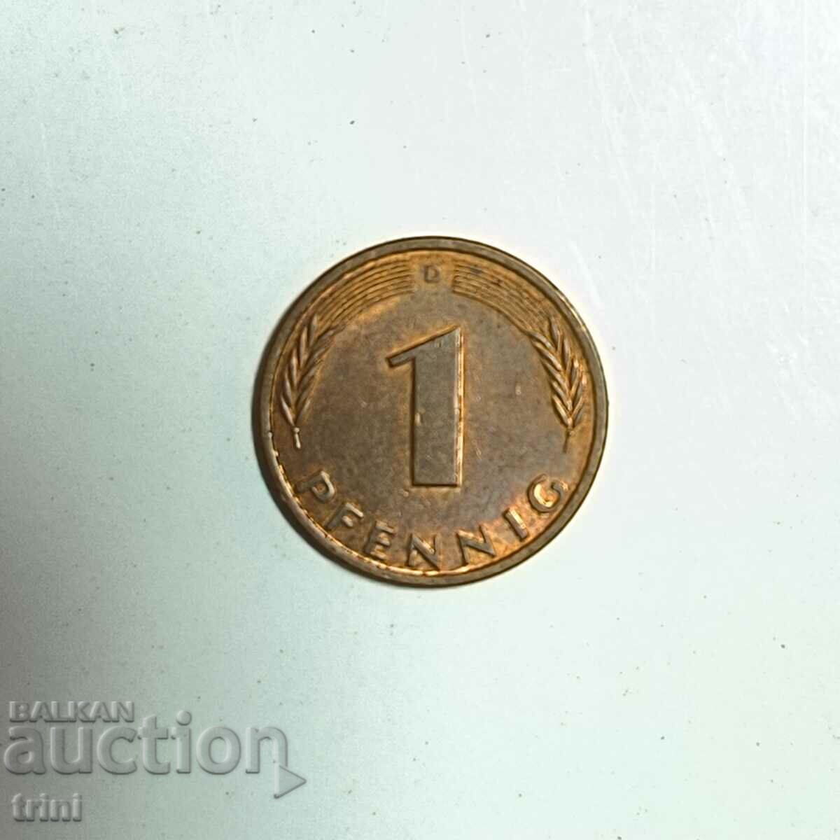 Germany 1 pfennig 1991 year 'D' - Munich e183