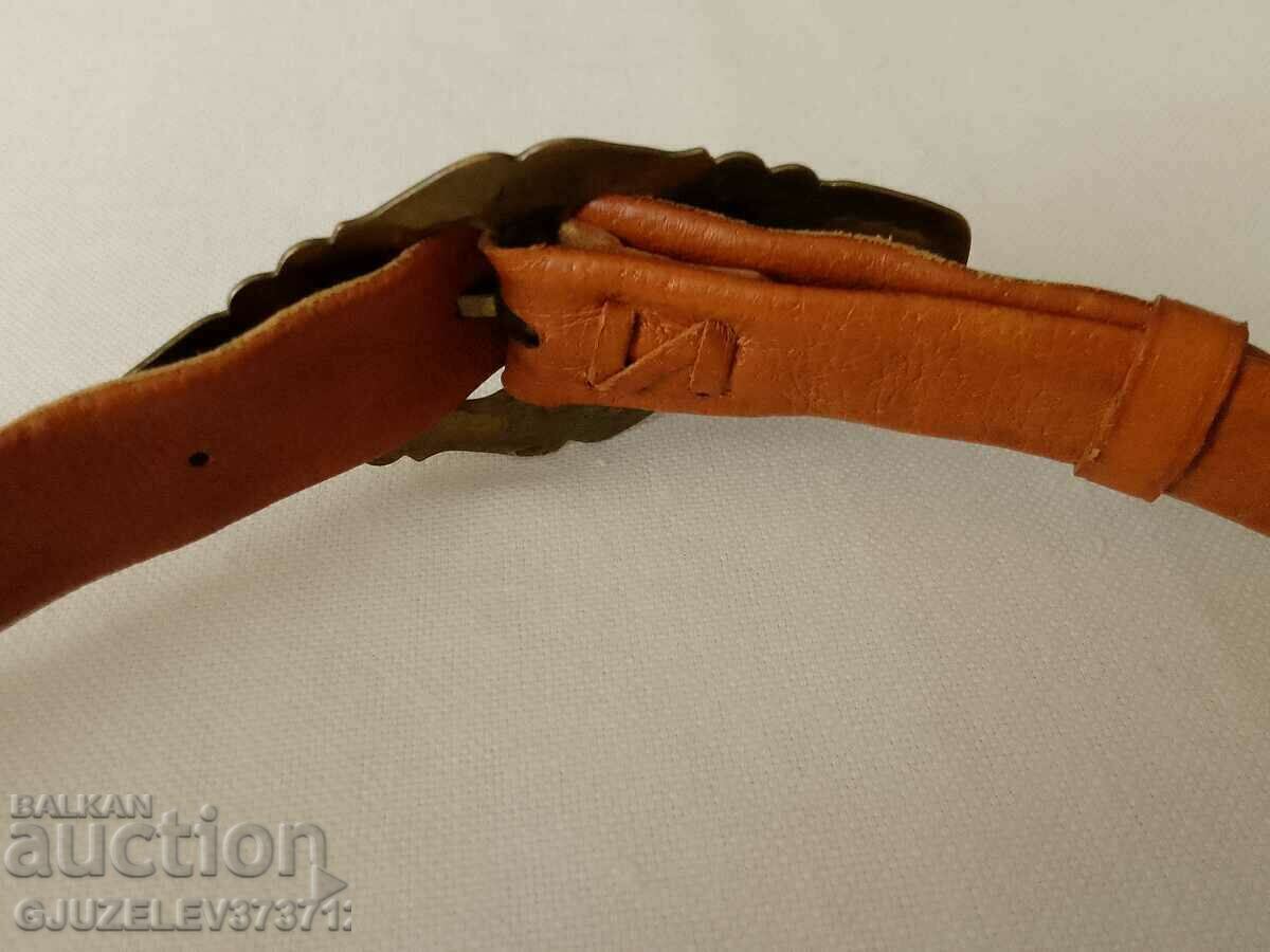 Leather belt natural leather period 1980 - 5 Leather belt natural leather period 1980 - 5