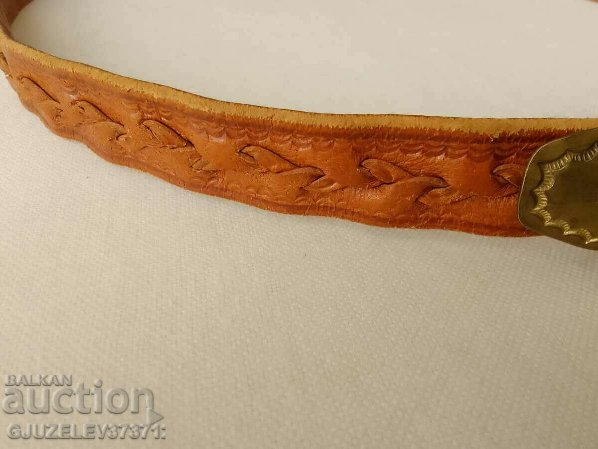Leather belt natural leather period 1980 - 6 Leather belt natural leather period 1980 - 6
