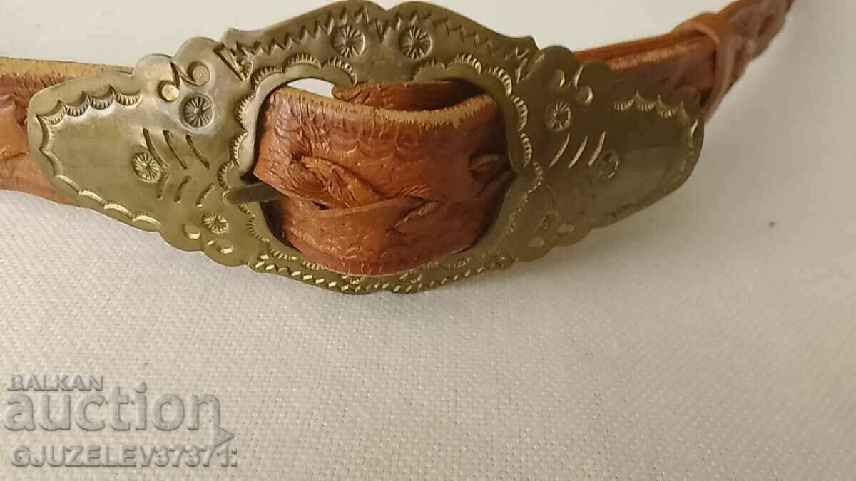 Leather belt natural leather period 1980 - 7 Leather belt natural leather period 1980 - 7