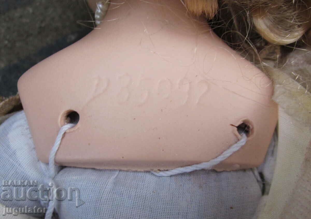 old porcelain doll with glass eyes marked - 5