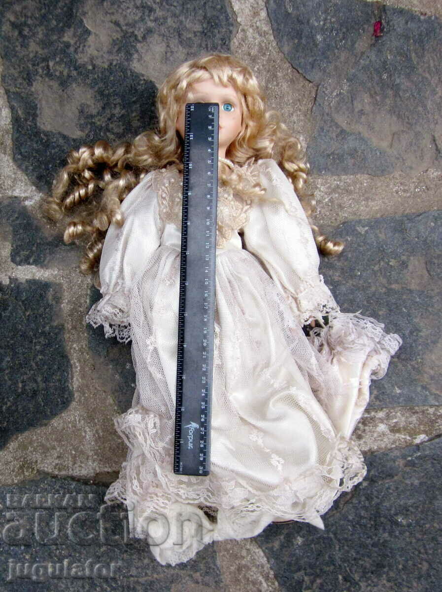 old porcelain doll with glass eyes marked - 6