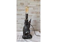 Old wooden lamp - bird - wood carving - Antique