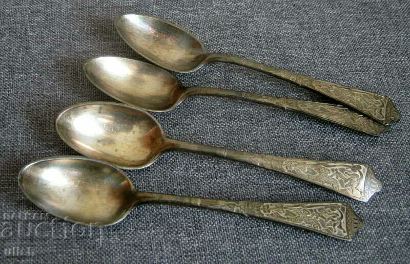 4 pcs. old art deco silver plated tea spoon with price 60.00 BGN | € 30.68