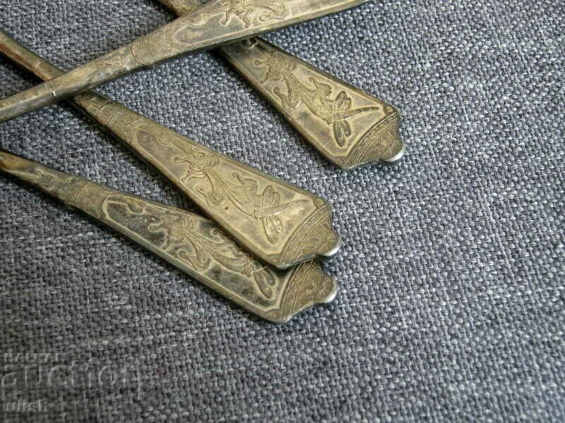 4 pcs. old art deco silver plated tea spoon - 5