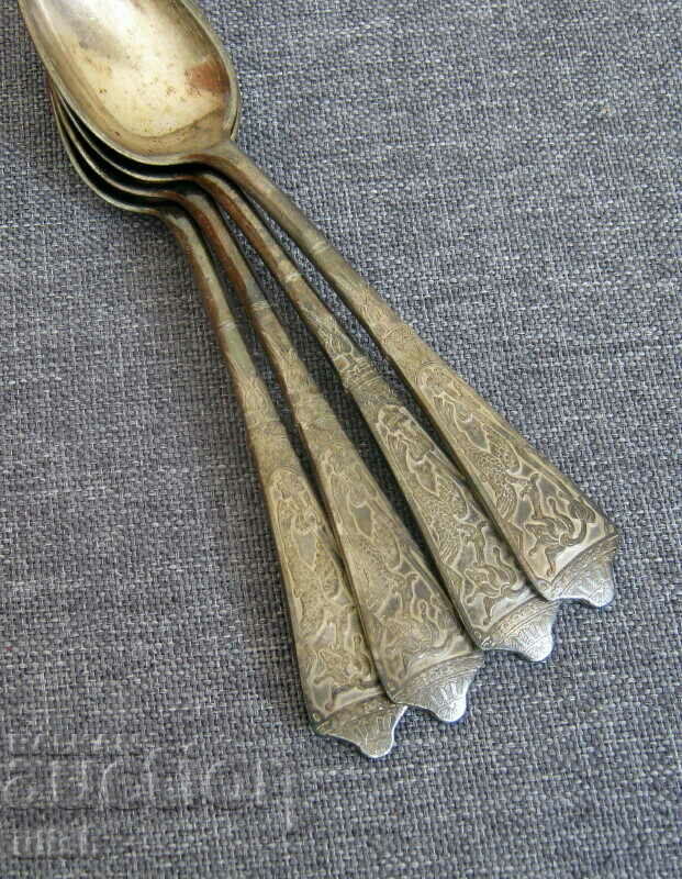 4 pcs. old art deco silver plated tea spoon