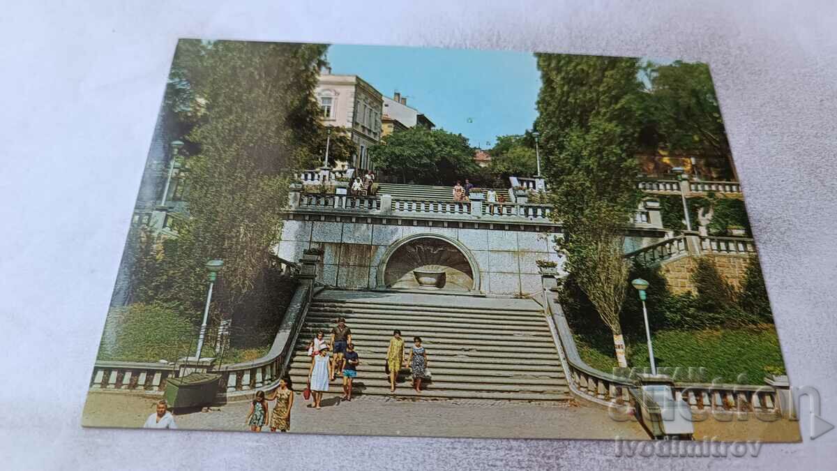 Пощенска картичка Бургас Стълбището към централния плаж