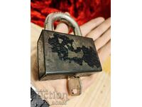 Large Old Rusted Padlock with Key