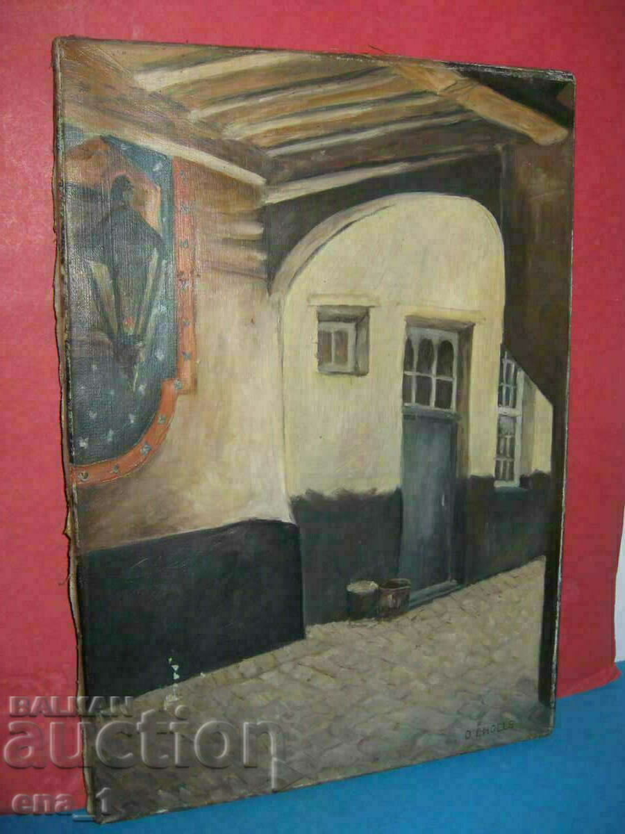 Παλιός πίνακας του Βέλγου καλλιτέχνη Leo Ennels από το 1947