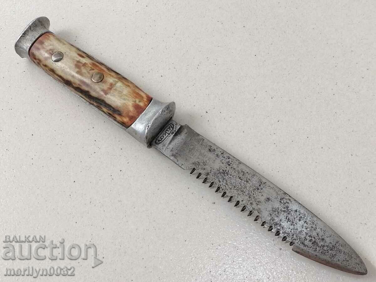 Old WW2 horned serrated knife and saw blade with price 119.00 BGN | € 60.84 Old WW2 horned serrated knife and saw blade with price 119.00 BGN | € 60.84