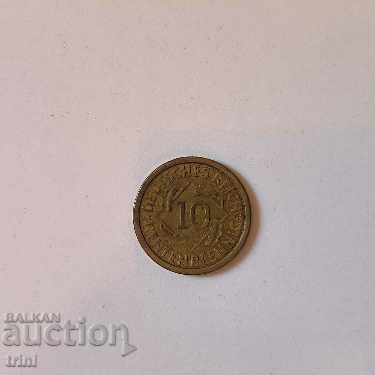 Γερμανία 10 pfennig 1924 έτος A Βερολίνο b47