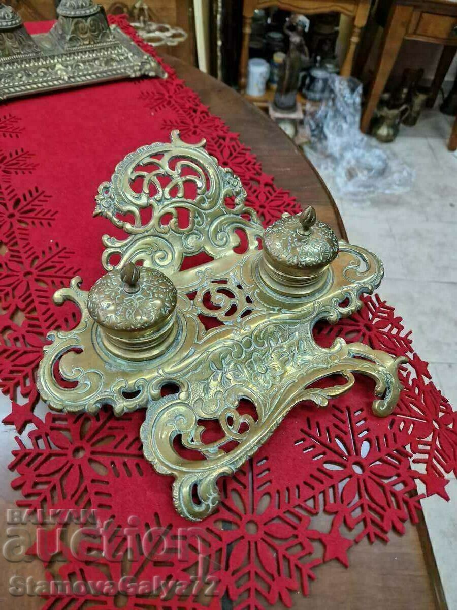 A unique antique English bronze inkstand - 5 A unique antique English bronze inkstand - 5