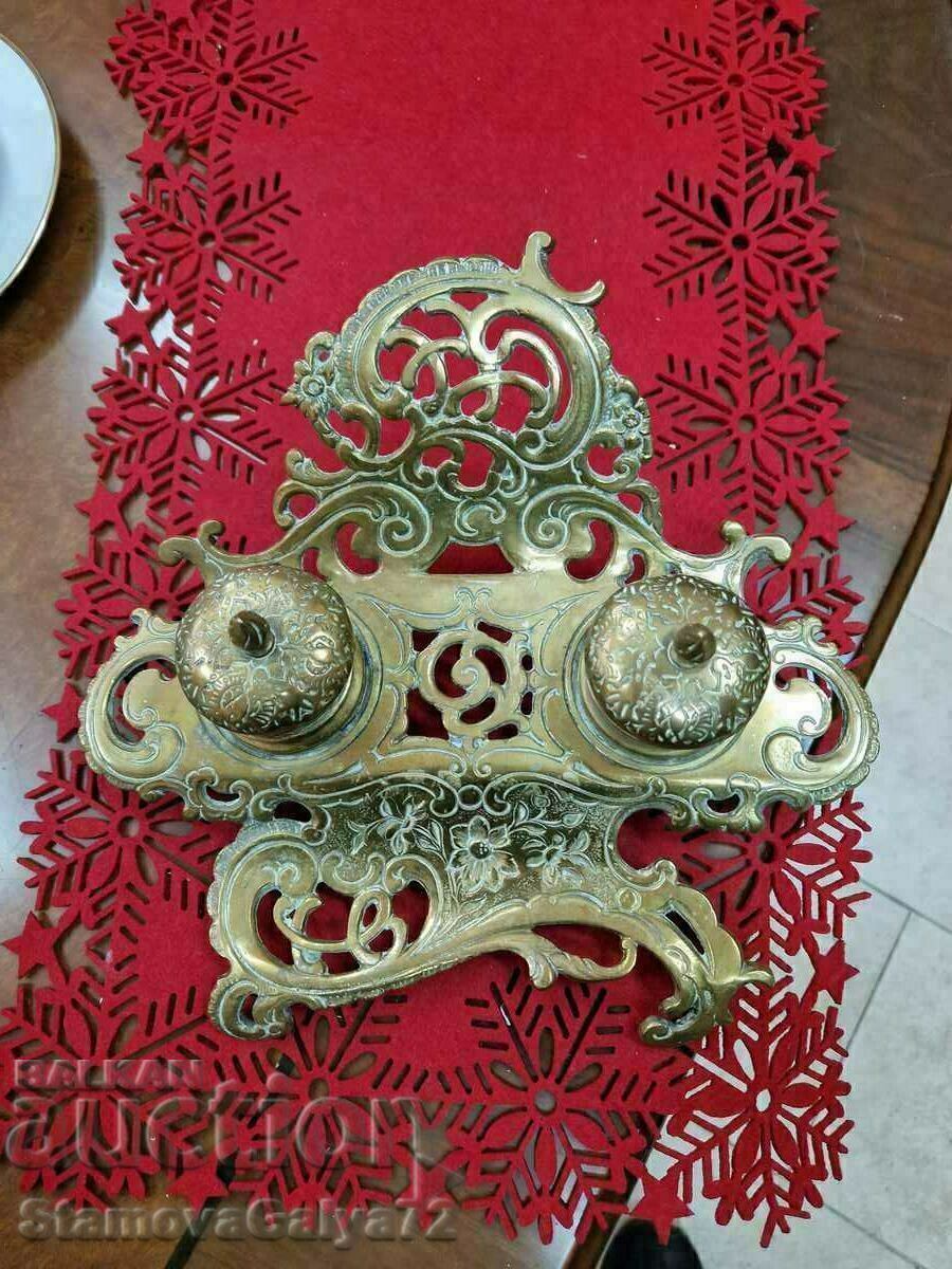 A unique antique English bronze inkstand - 6 A unique antique English bronze inkstand - 6