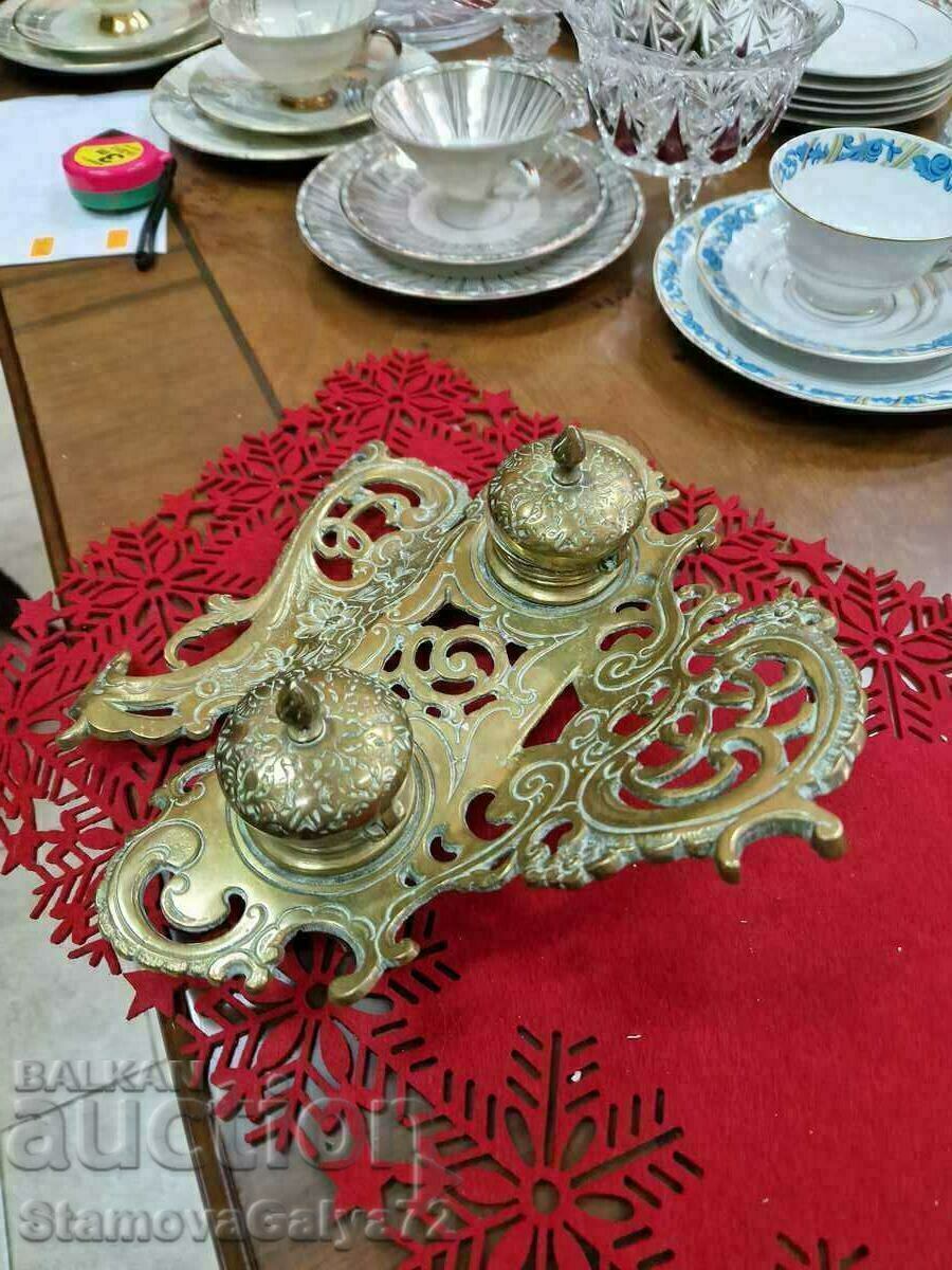 A unique antique English bronze inkstand - 7 A unique antique English bronze inkstand - 7