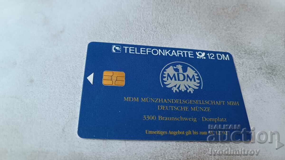 Phone card TELEFONKARTE 12 DM MDM with price 1.35 BGN | € 0.69 Phone card TELEFONKARTE 12 DM MDM with price 1.35 BGN | € 0.69