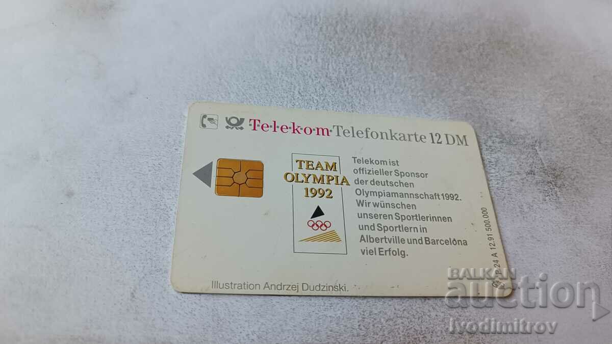 Deutsche Telecom 12 DM Team Olympia 1992 phono card with price 0.85 BGN | € 0.43