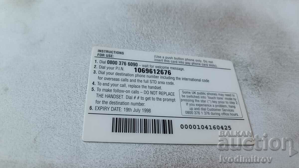 Voucher 5 pound Phone n Talk Calling Card with price 1.25 BGN | € 0.64