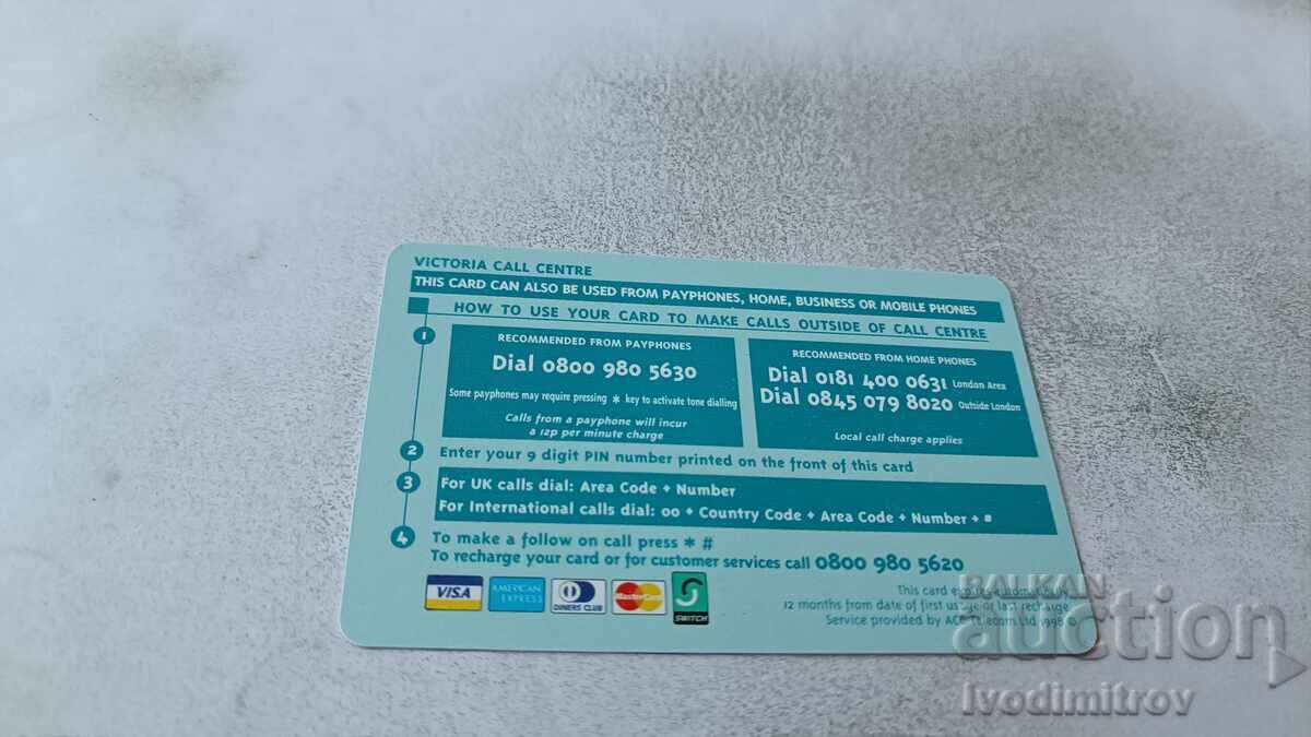 Voucher 20 pound Victoria International Call Centre with price 0.85 BGN | € 0.43 Voucher 20 pound Victoria International Call Centre with price 0.85 BGN | € 0.43