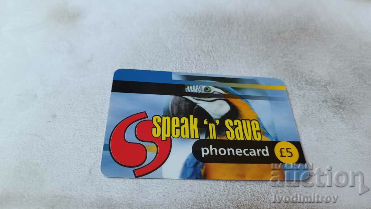 Κουπόνι 5 λιρών Speak 'n' Save Phonecard