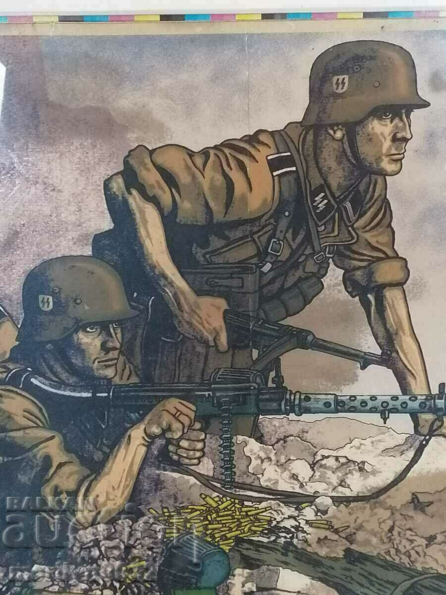 Delivery of Chromolithograph framed Wehrmacht Waffen SS WW2 ORIGINAL Delivery of Chromolithograph framed Wehrmacht Waffen SS WW2 ORIGINAL