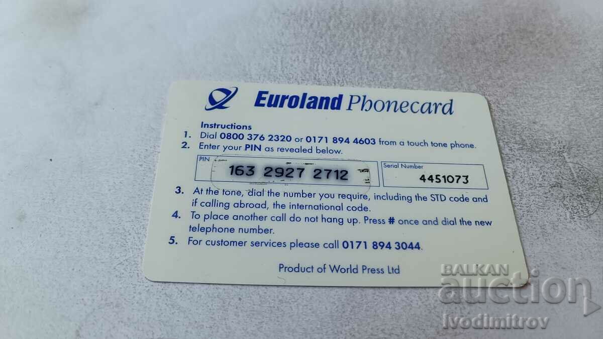 Voucher Cartelă telefonică Euroland cu preț 0.85 BGN | € 0.43