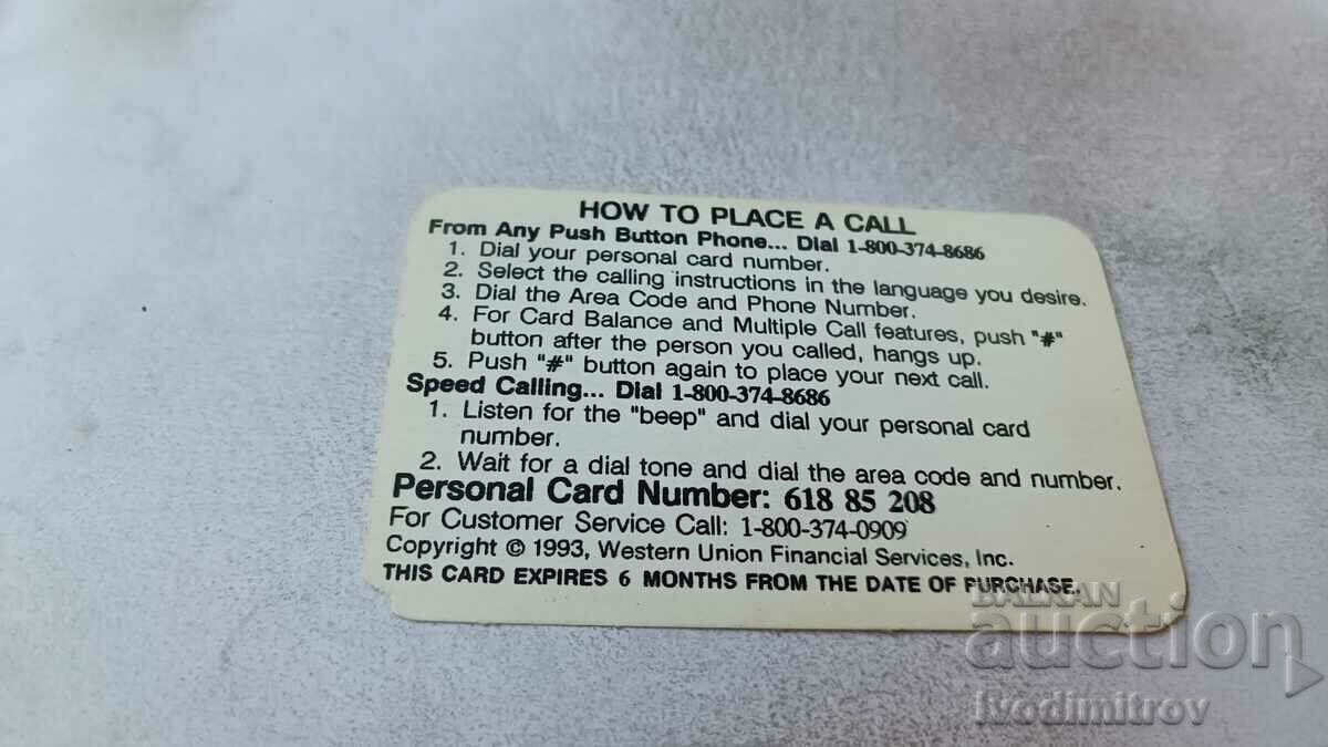 Western Union Phone Card Voucher $10 with price 0.85 BGN | € 0.43