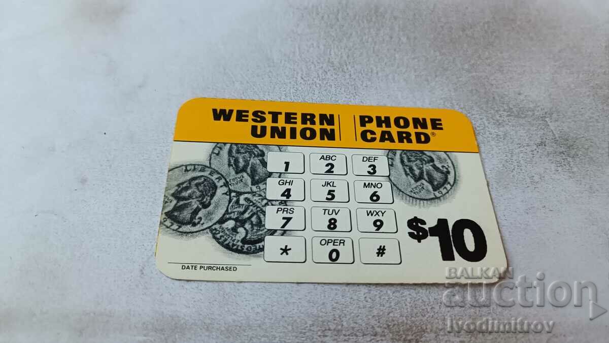 Voucher pentru cardul telefonic Western Union 10 USD