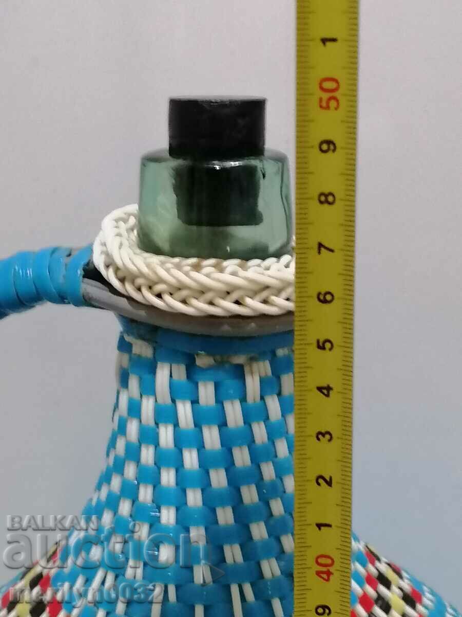Old damajana with braid, large bottle, glass with price 65.00 BGN | € 33.23
