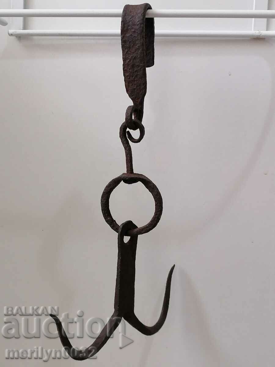 Antique Wrought Iron Hook, Double Hook - 6 Antique Wrought Iron Hook, Double Hook - 6