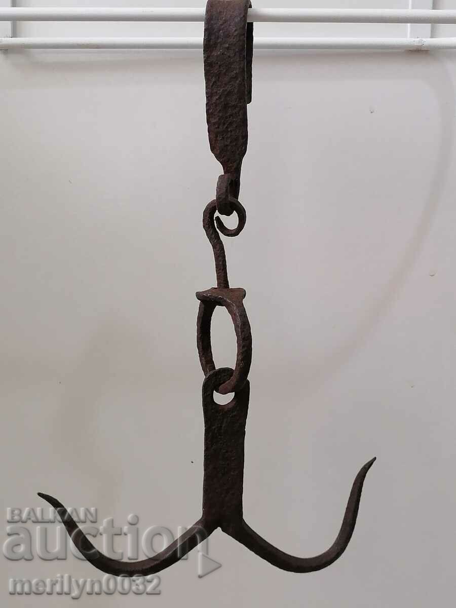 Antique Wrought Iron Hook, Double Hook