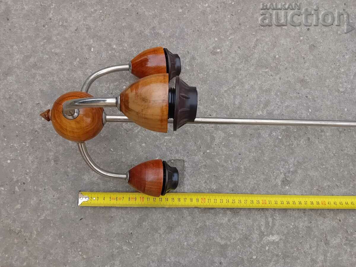 retro vintage el chandelier wood and metal trio with price 41.00 BGN | € 20.96