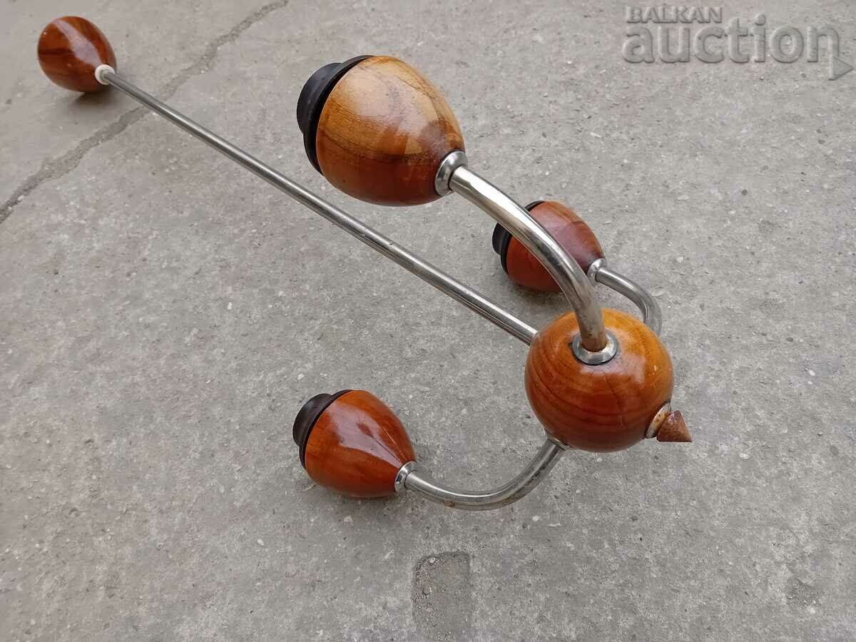 retro vintage el chandelier wood and metal trio - 5