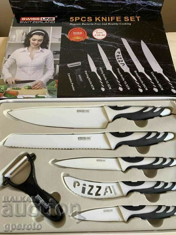 Gift set, lot, knife set-Swiss Line-5+1 pieces