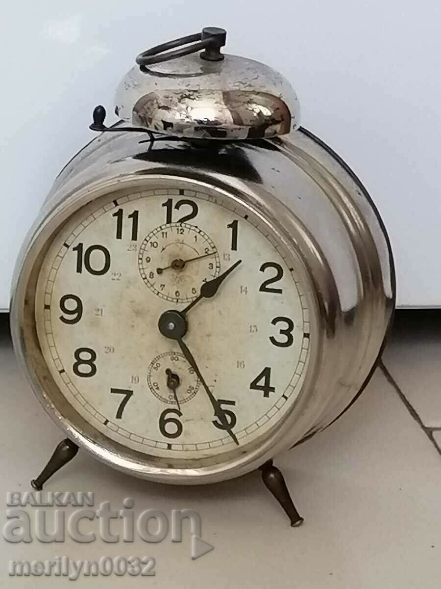 Delivery of Early 20th century Junghans desk clock alarm WORKS Delivery of Early 20th century Junghans desk clock alarm WORKS