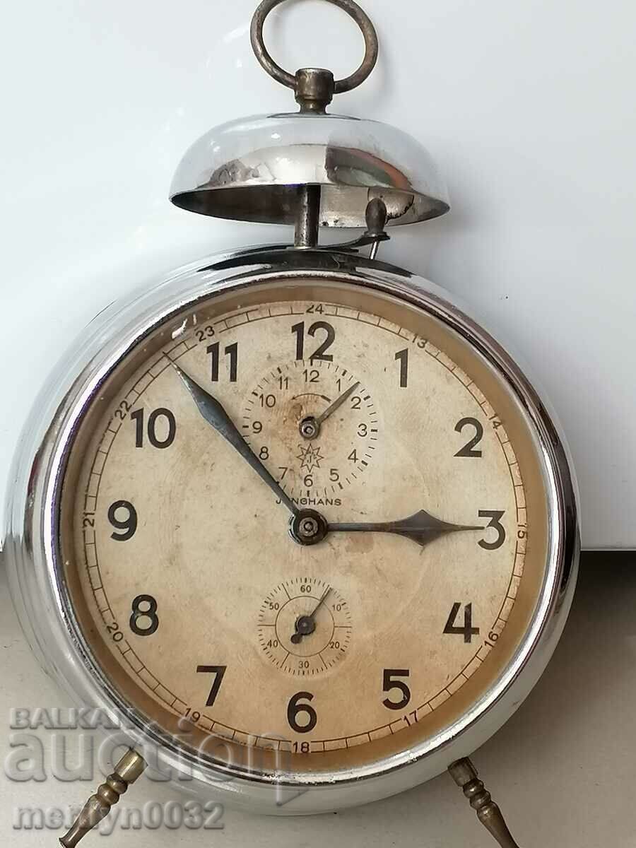 Early 20th century Junghans desk clock alarm WORKS
