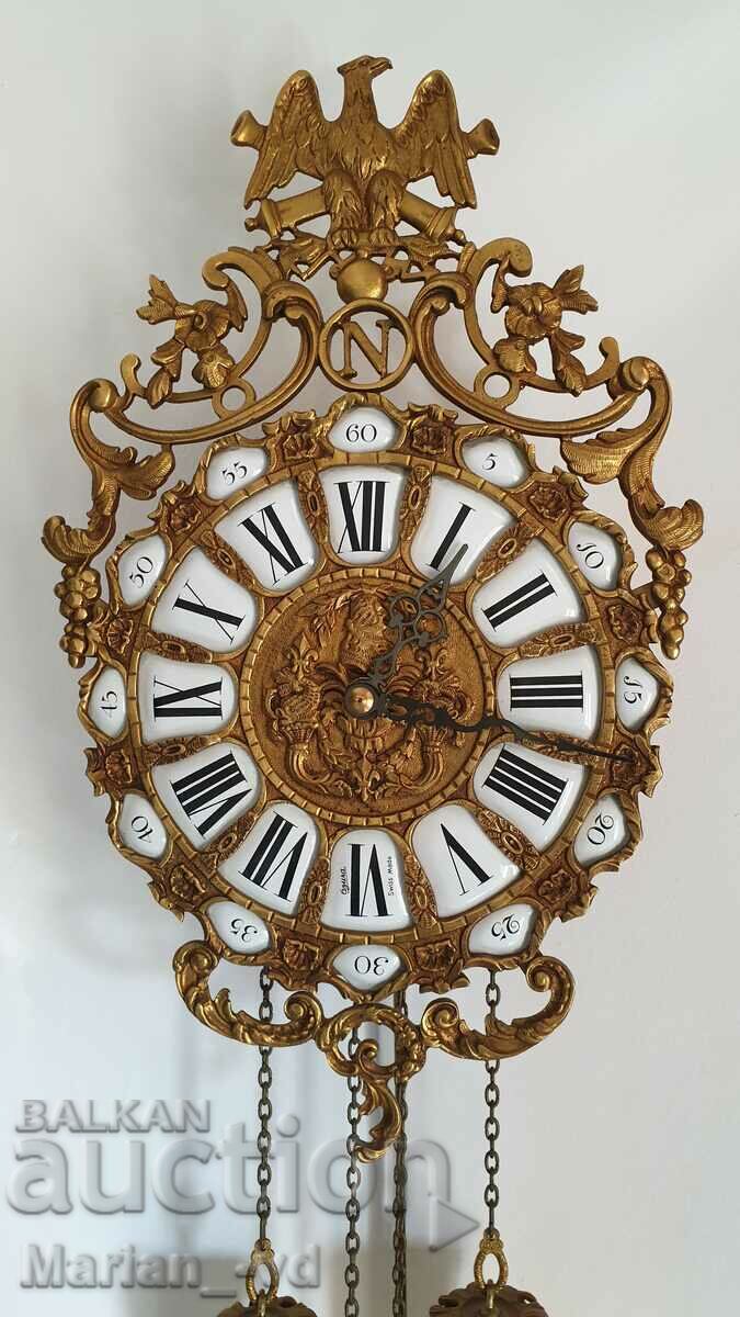 Bronze Rare Mechanical Swiss Wall Clock with price 1000.00 BGN | € 511.29 Bronze Rare Mechanical Swiss Wall Clock with price 1000.00 BGN | € 511.29
