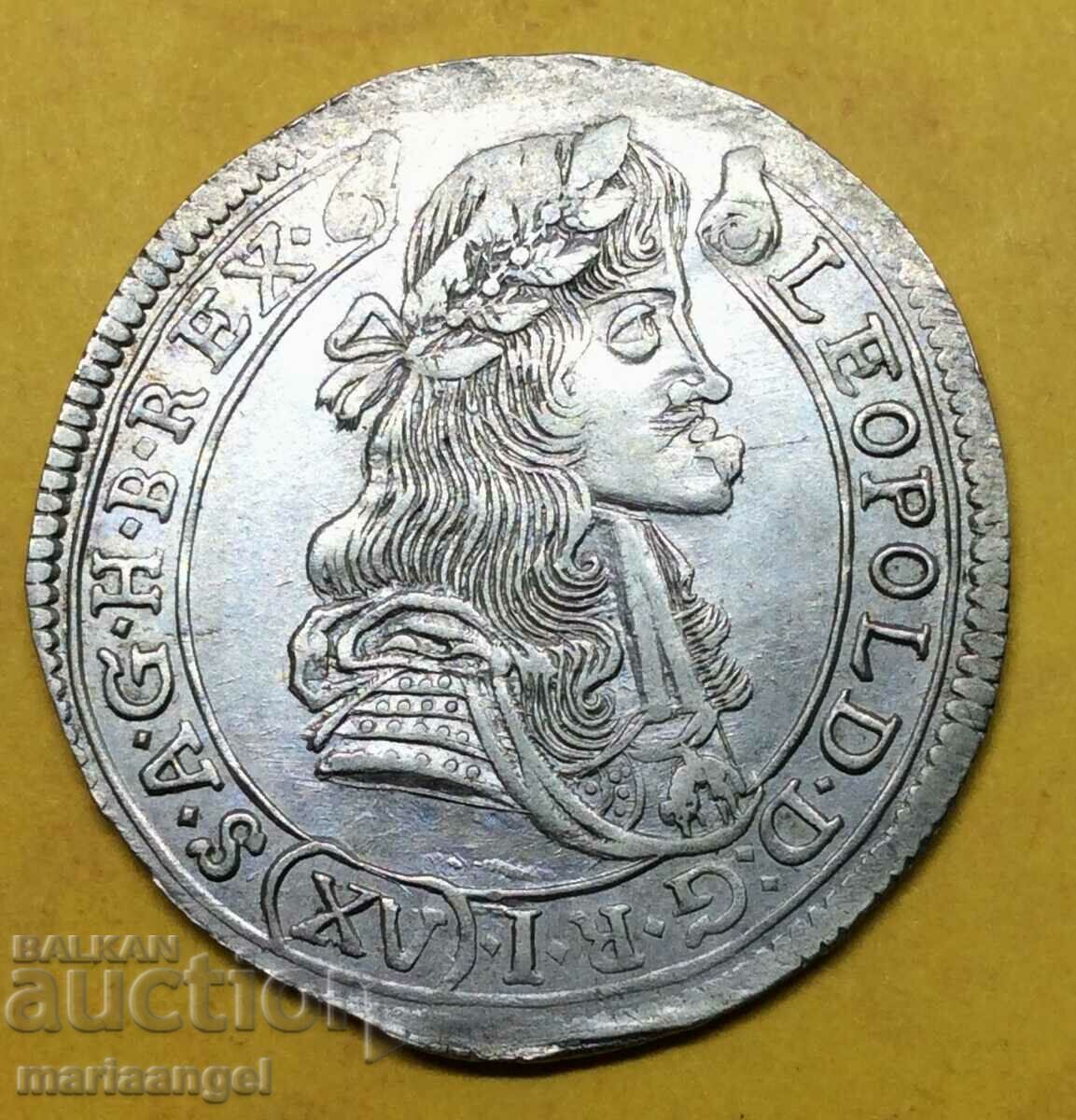 Австрия XV кройцера 1681 Кремнитц Леополд I Щемпел 30мм