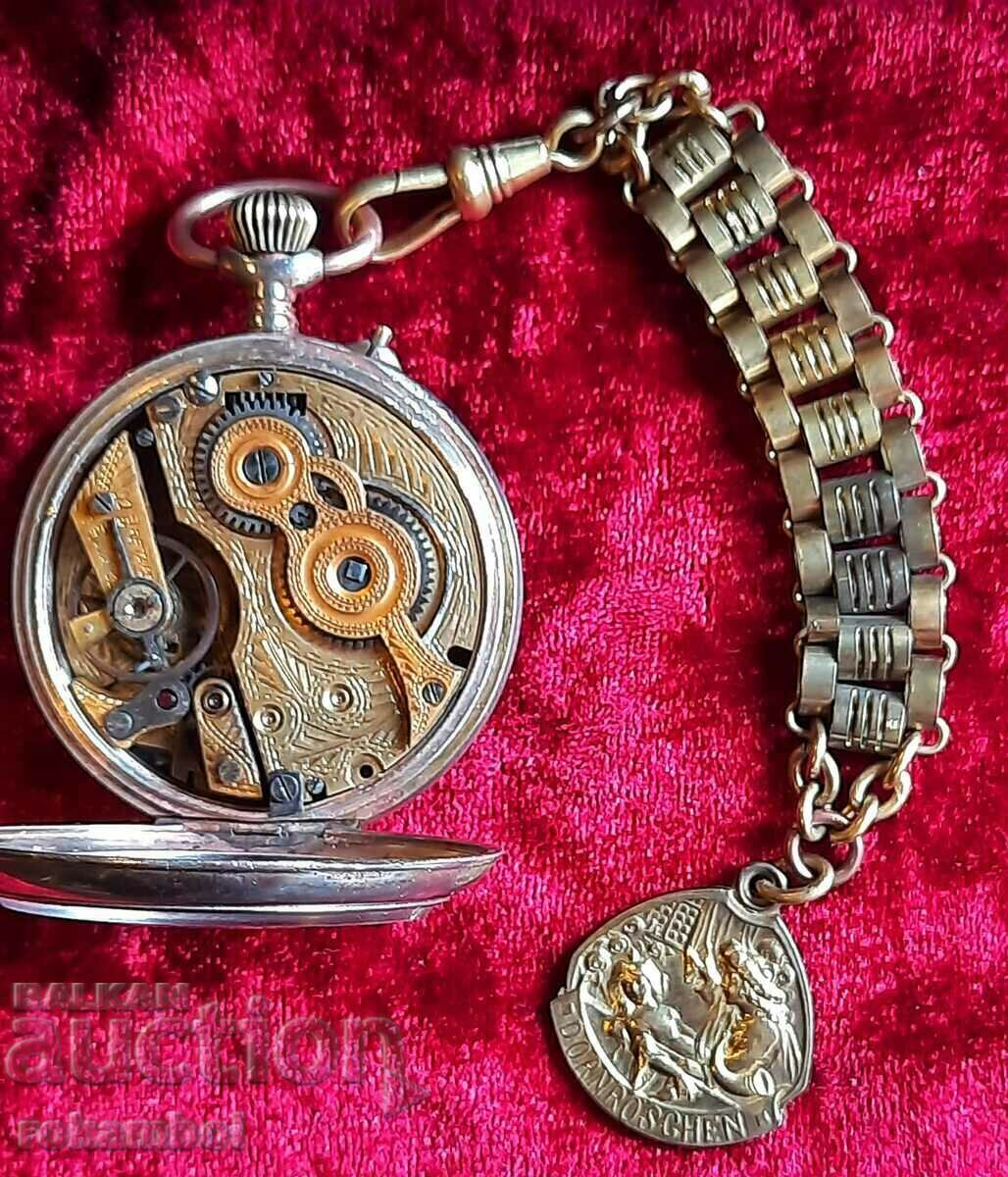 Старинен Швейцарски гравиран  джобен часовник