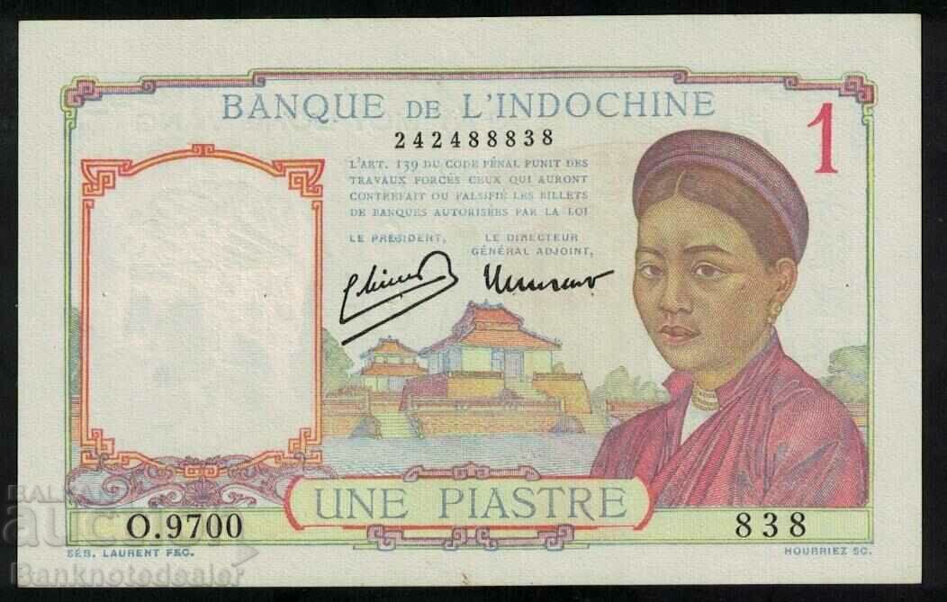 French Indo-China 1 Piastre 1949 Pick 54d aUnc Ref 8838