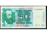 Norway 50 Kroner 1993 Pick 42e Ref 8486