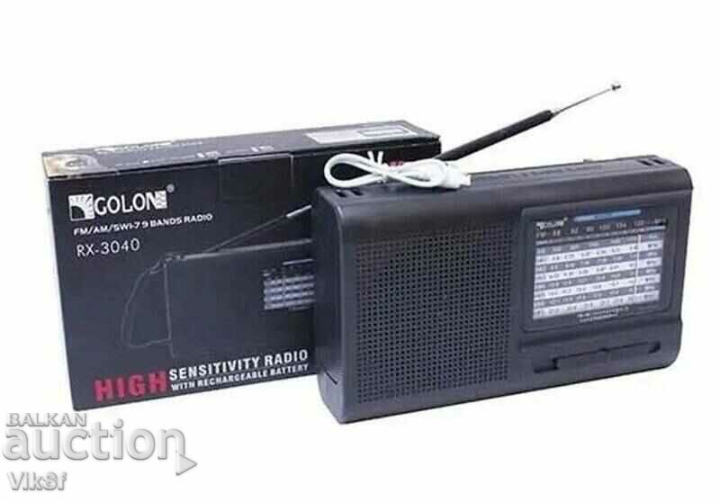 Receptor radio Golon RX-3040S + panou solar, BT, USB, TFT